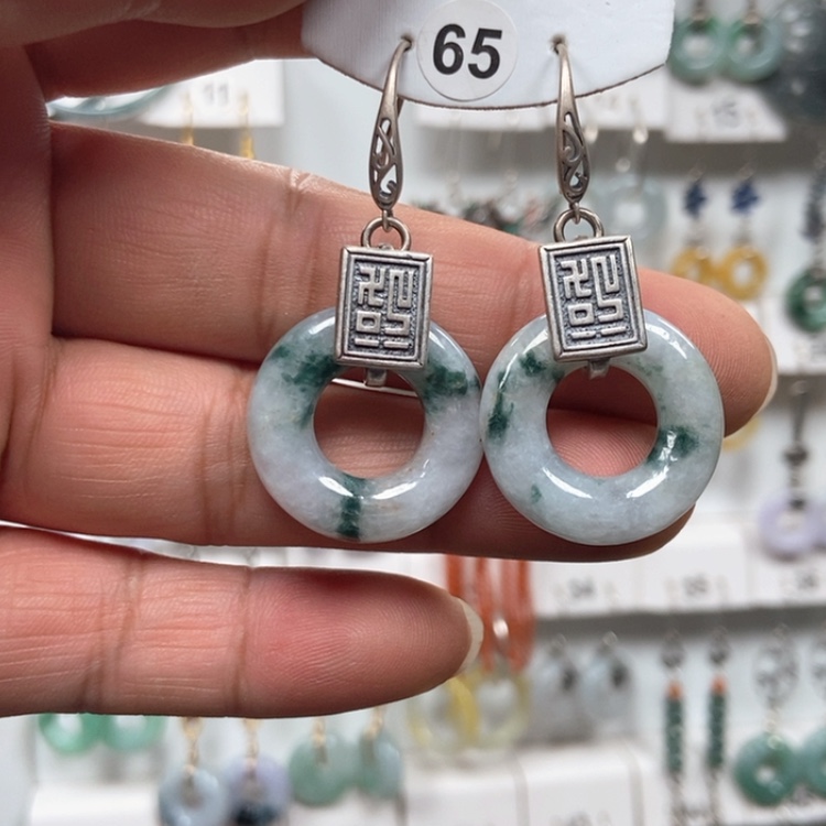 【闪购商品】翡翠耳饰银S925镶嵌耳饰