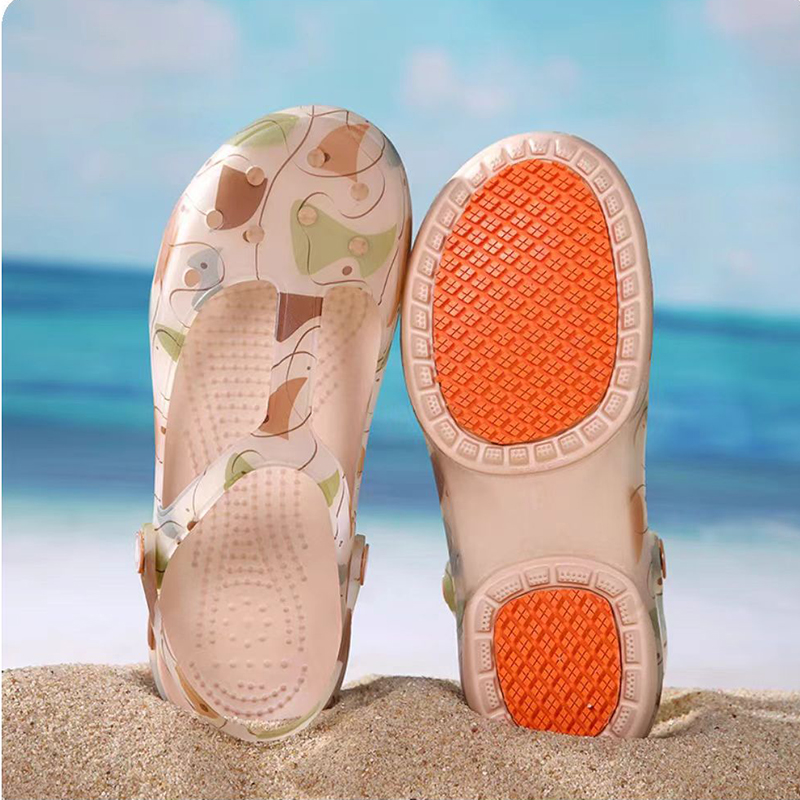 防滑沙滩洞洞鞋女夏季外穿厚底软底海边果冻鞋外出包头凉拖鞋女