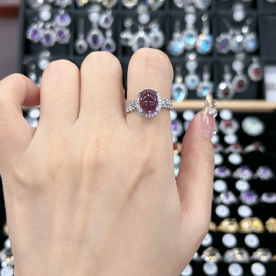紫晶戒指银S925镶嵌戒指