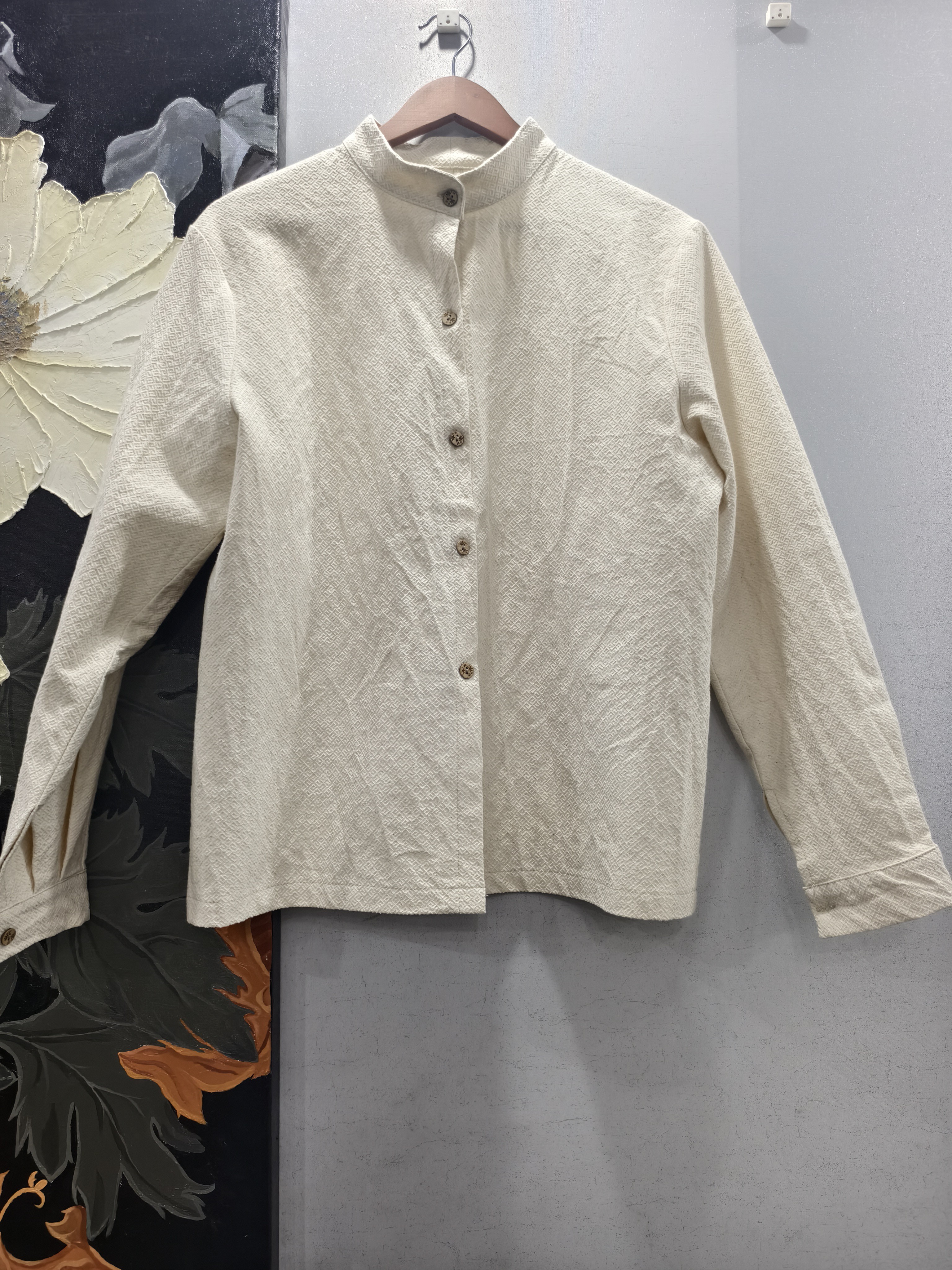 【老土布非遗手工】 老土布纯棉回字纹中式衬衫舒适百搭衬衣