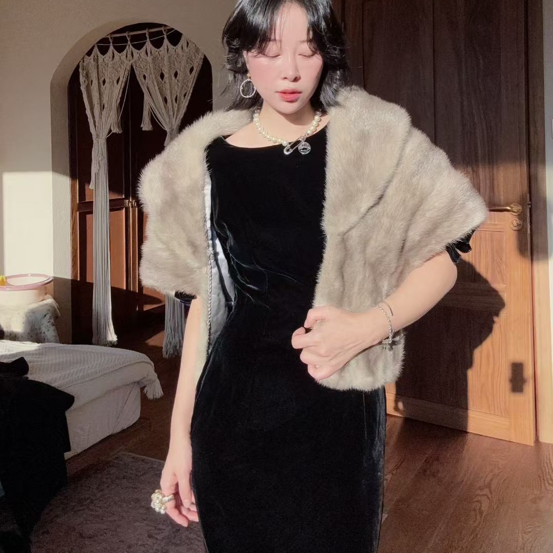 复古毛毛披肩通用链接外套