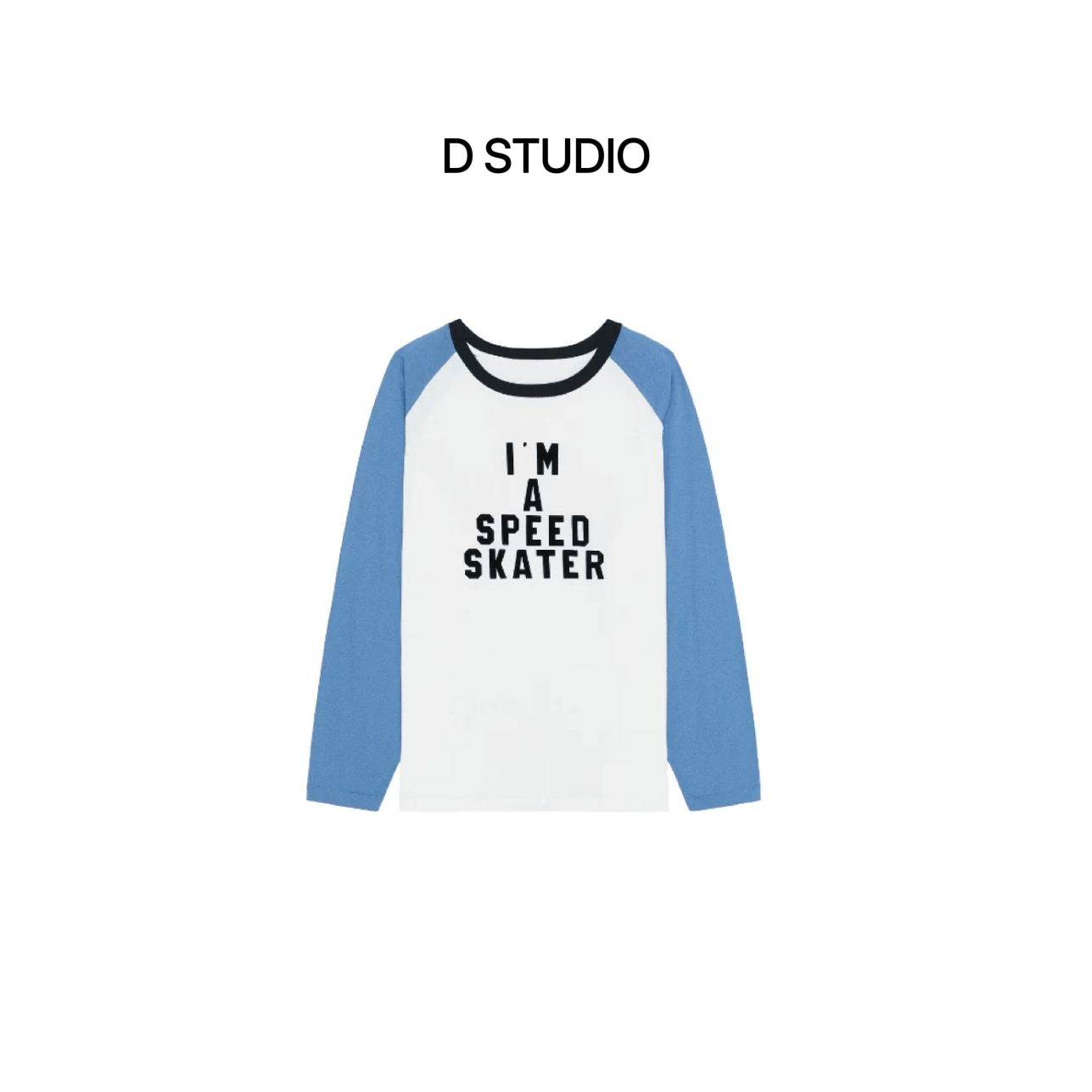 D STUDIO 蓝白字母印花T恤 D2689