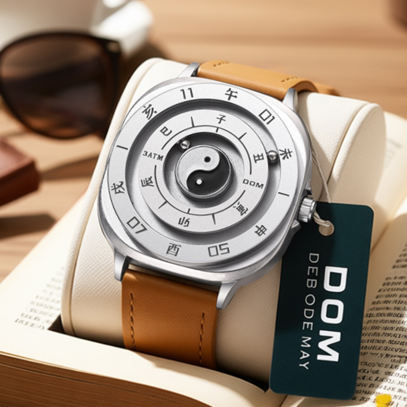 黑科技磁悬浮十二时辰太极八卦百搭个性时尚学生夜光皮带男士手表