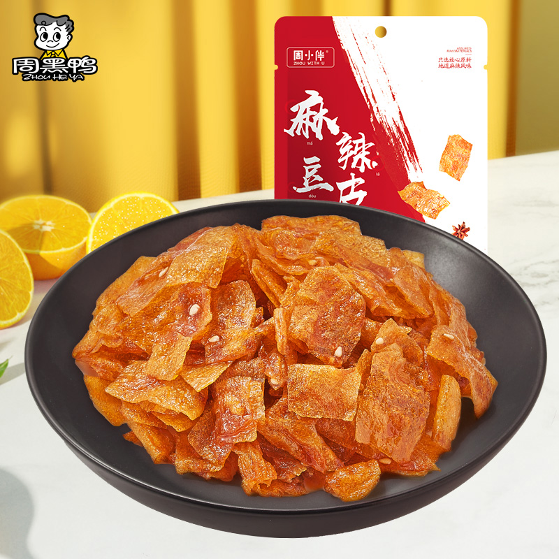 周黑鸭周小伴麻辣豆皮鲜辣爽口60g/袋看剧解馋零食