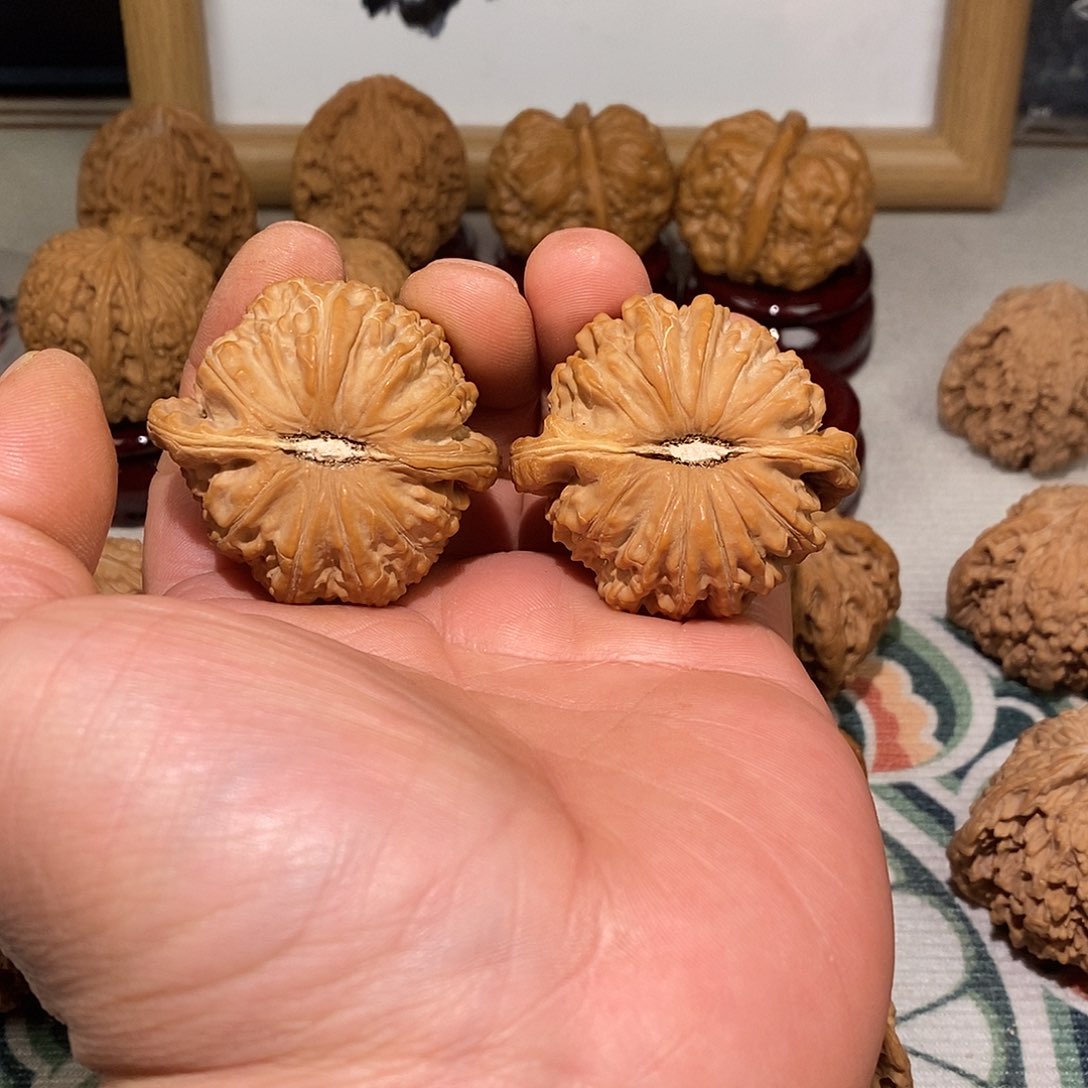 文玩核桃把件45尺闷白