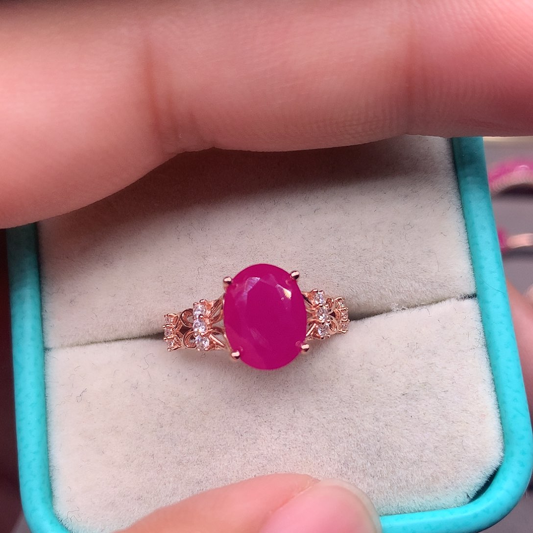 红宝石戒指银S925镶嵌