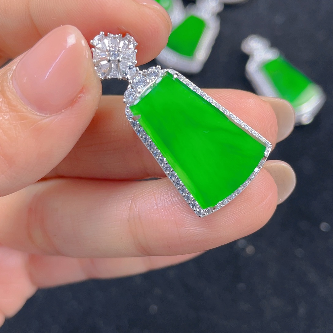 翡翠吊坠(不含链)银S925镶嵌