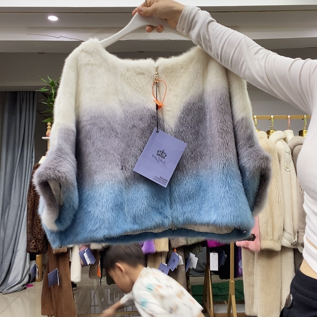 三色水貂整皮女款套头