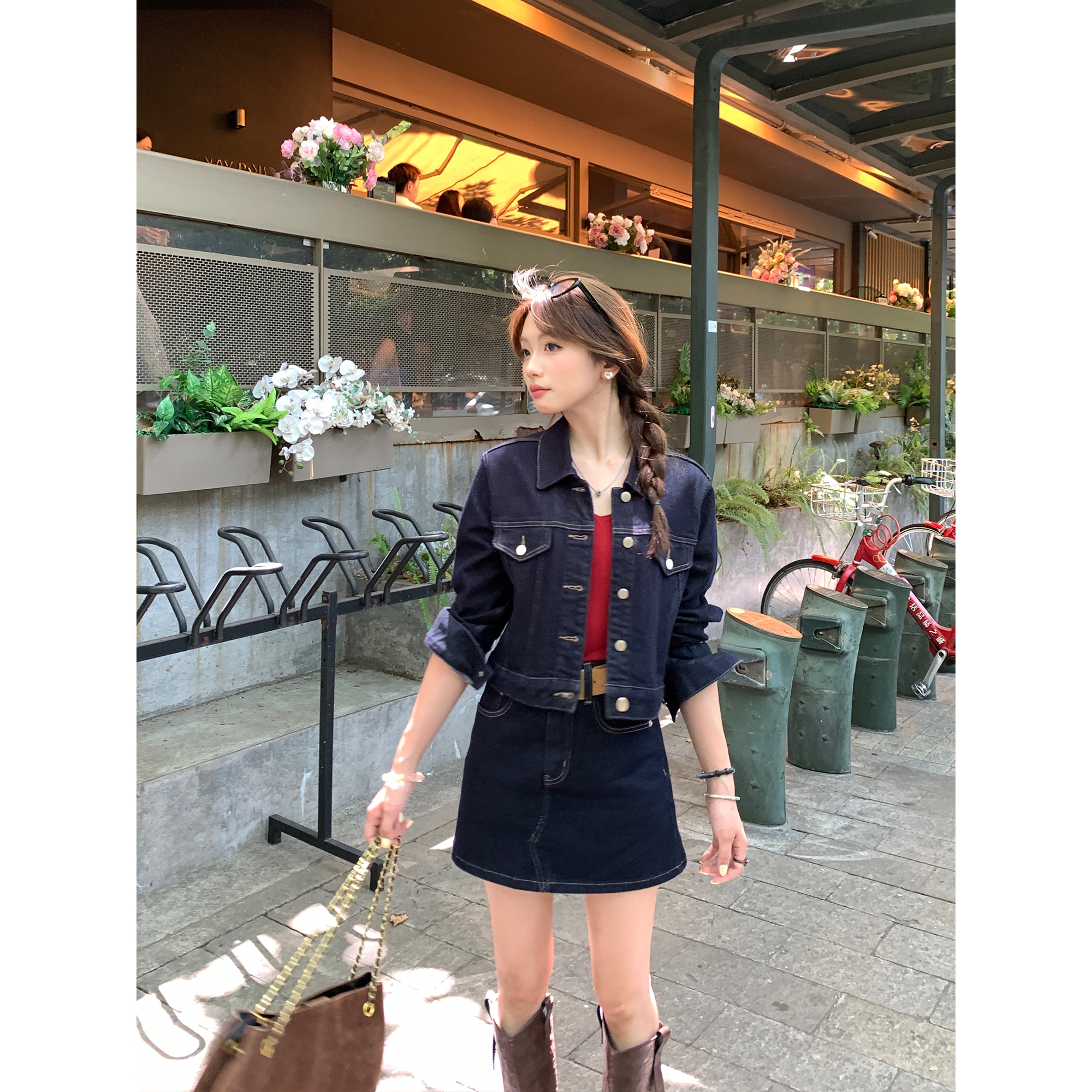 切糕自制【无尽夏】小个子初秋女流光风百搭通勤高腰半身裙牛仔短裙