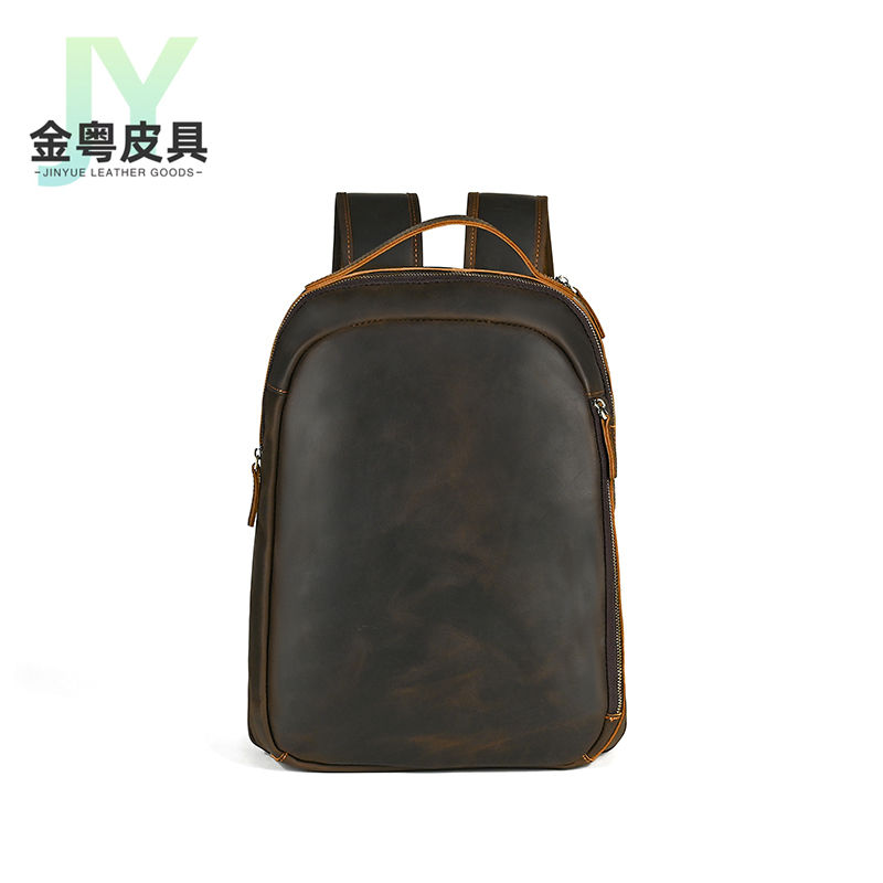 新款个性复古皮双肩包头层牛皮简约时尚背包男