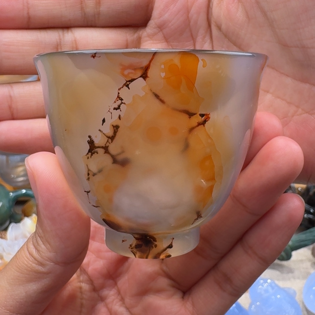玛瑙/玉髓玛瑙茶杯未镶嵌明*