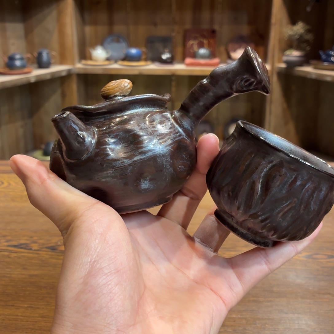 柴烧老岩泥茶器皿