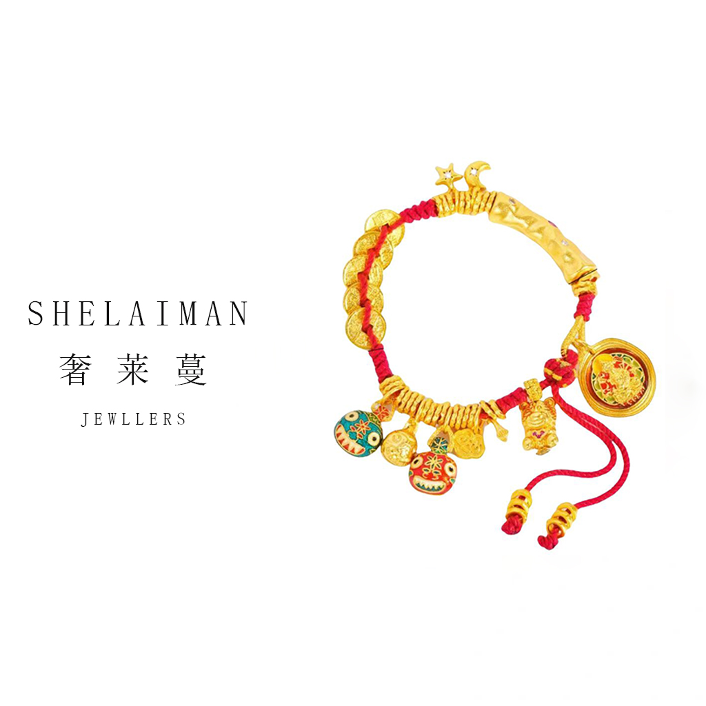 奢莱蔓/SHELAIMAN 五帝币盘缠时尚气质红绳手链 C