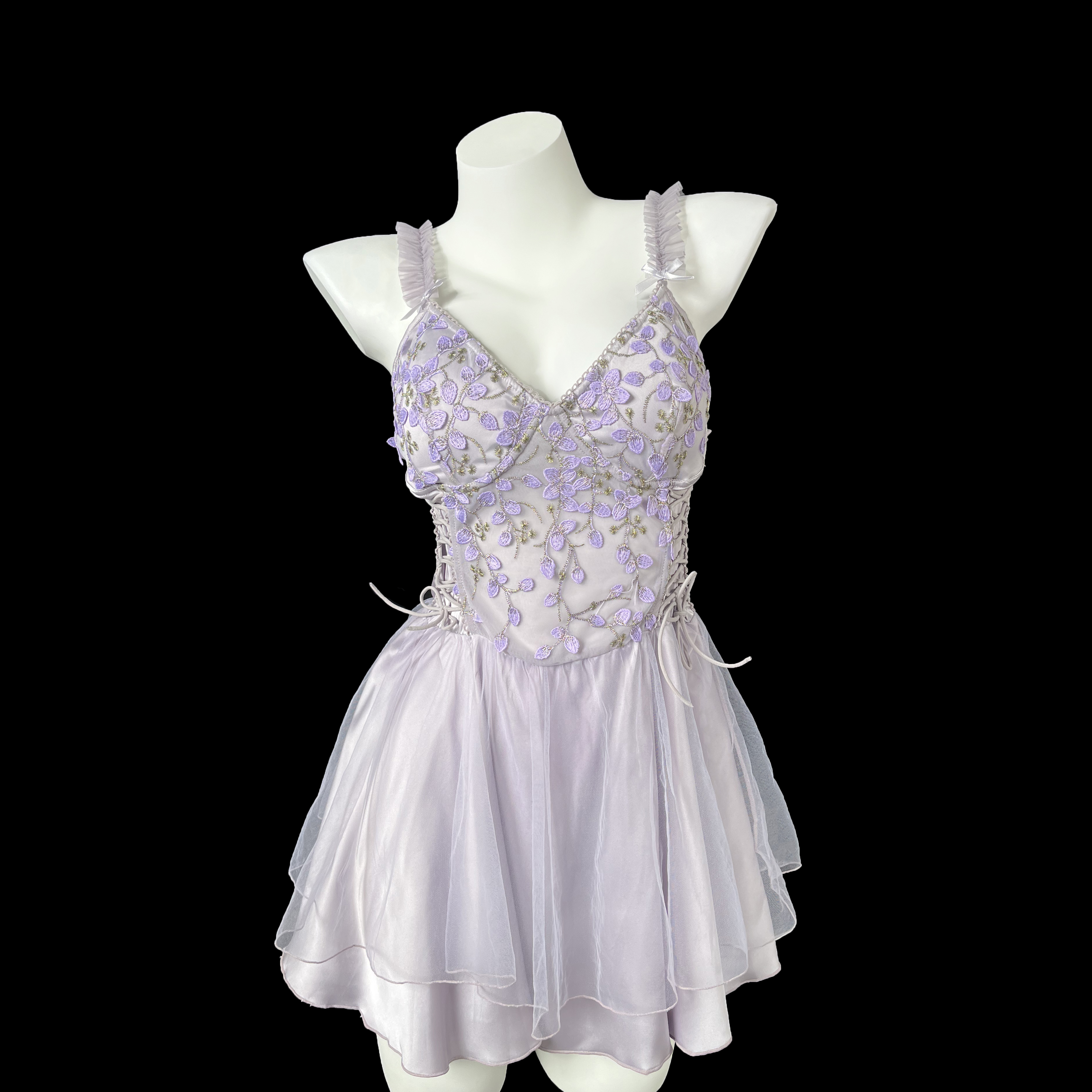 【杏花微雨】 80-140斤刺绣网纱睡裙加胸垫