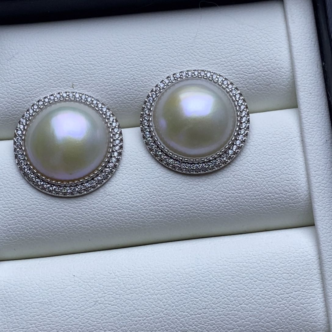 拼合珍珠（马贝珠）耳饰银S925镶嵌
