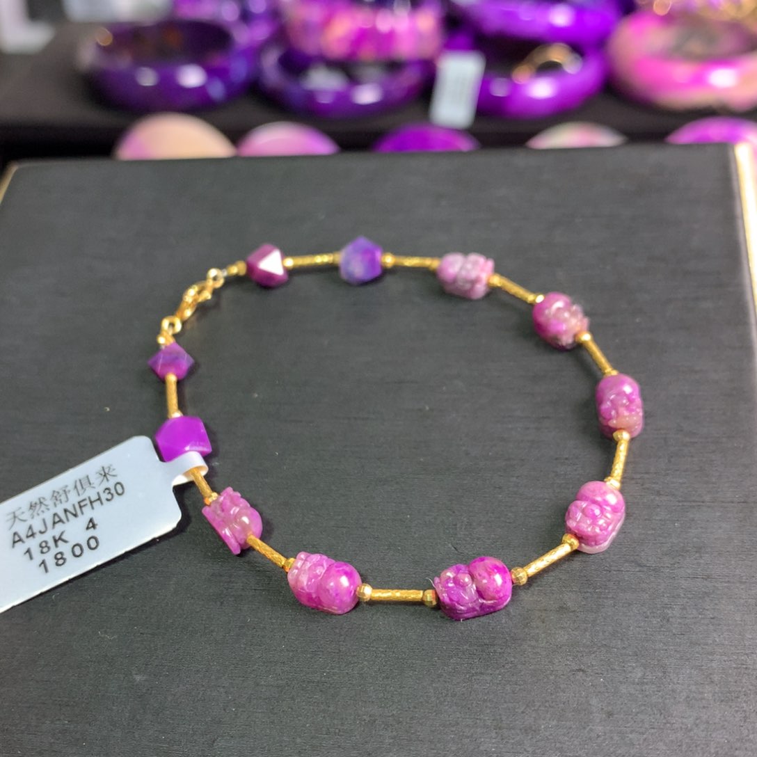 苏纪石（舒俱来）樱花貔貅手链18k18K金镶嵌