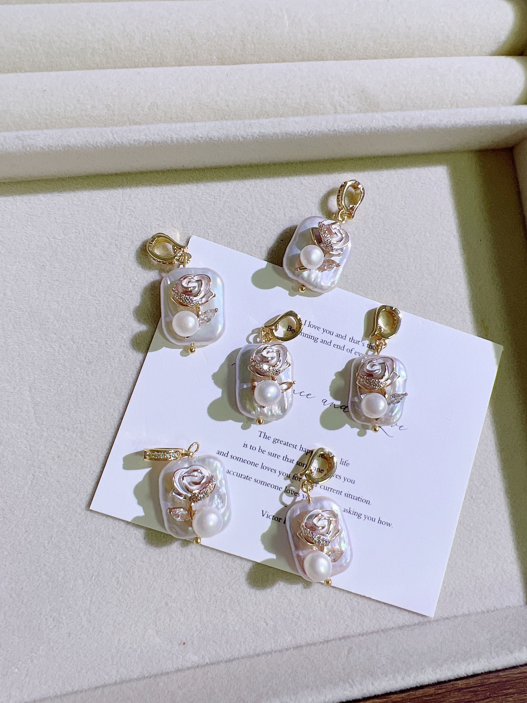 天然淡水珍珠A03巴洛克花朵白色方块手工万能扣100%天然珍珠时尚