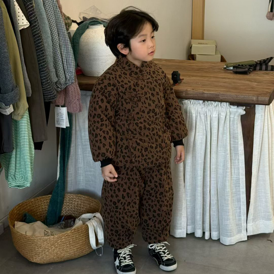 大童棉兜兜儿童手工棉花衣加厚条绒两件套保暖400克厚度洋气复古