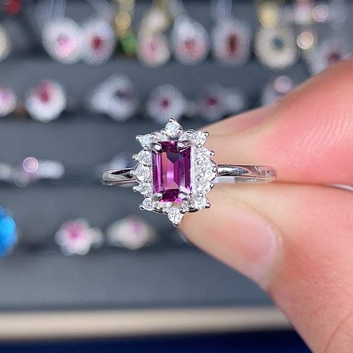 石榴石戒指银S925镶嵌