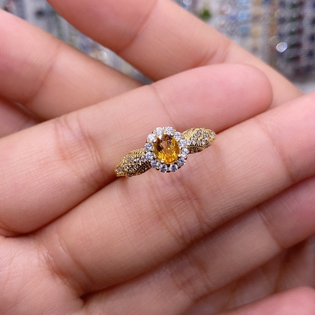 彩色蓝宝石银S925镶嵌戒指