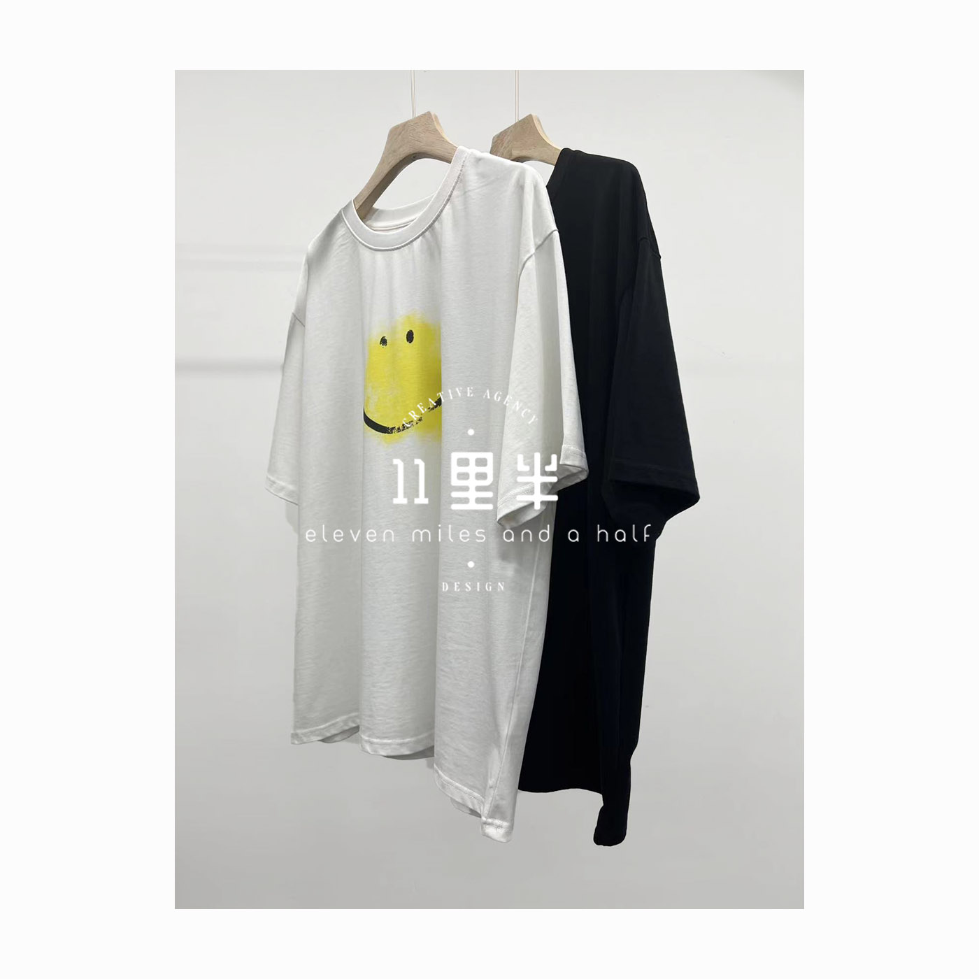 如懿&11里半【放松】纯棉时尚圆领套头短袖休闲宽松T恤24391212