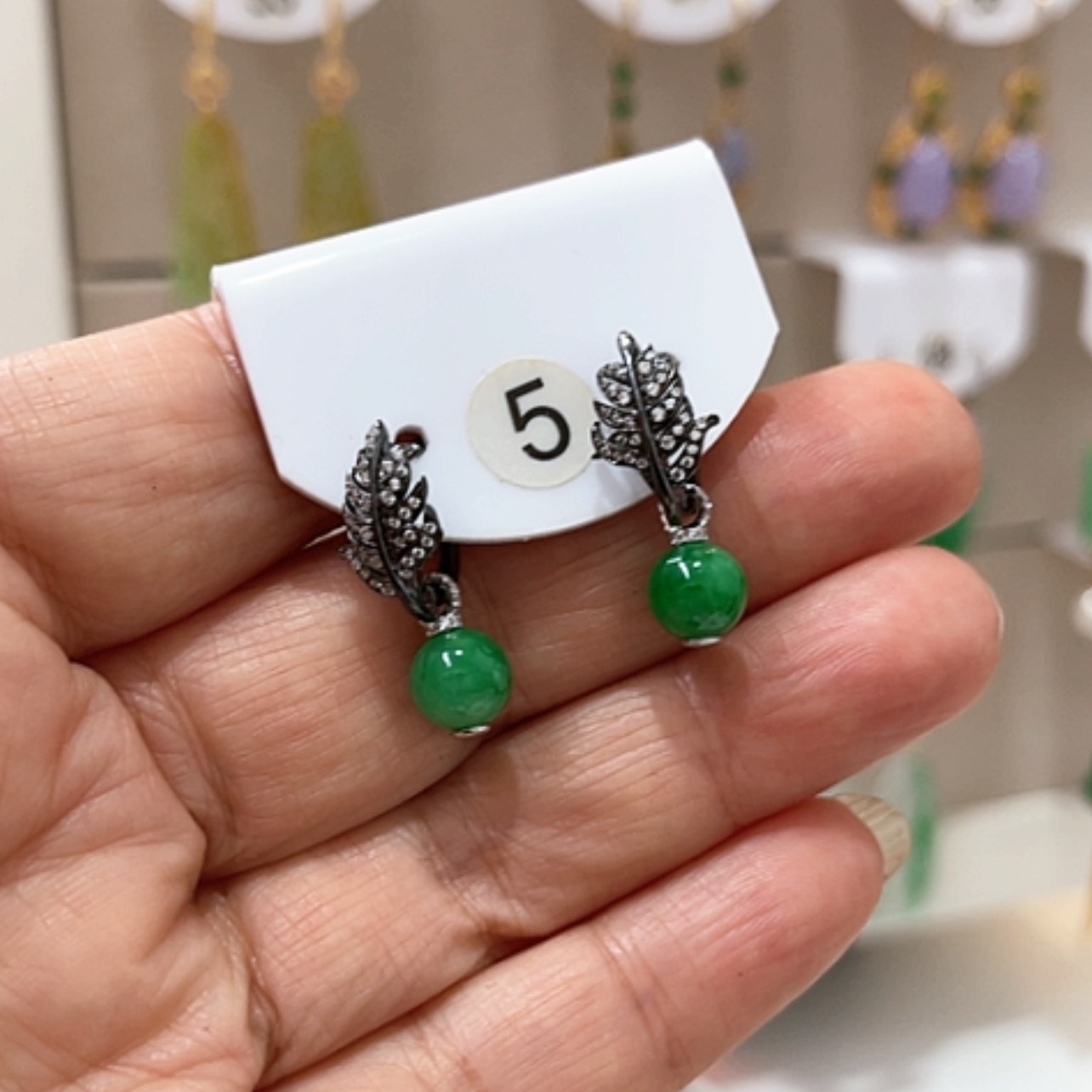 【闪购商品】翡翠耳饰18K金镶嵌翡翠耳坠