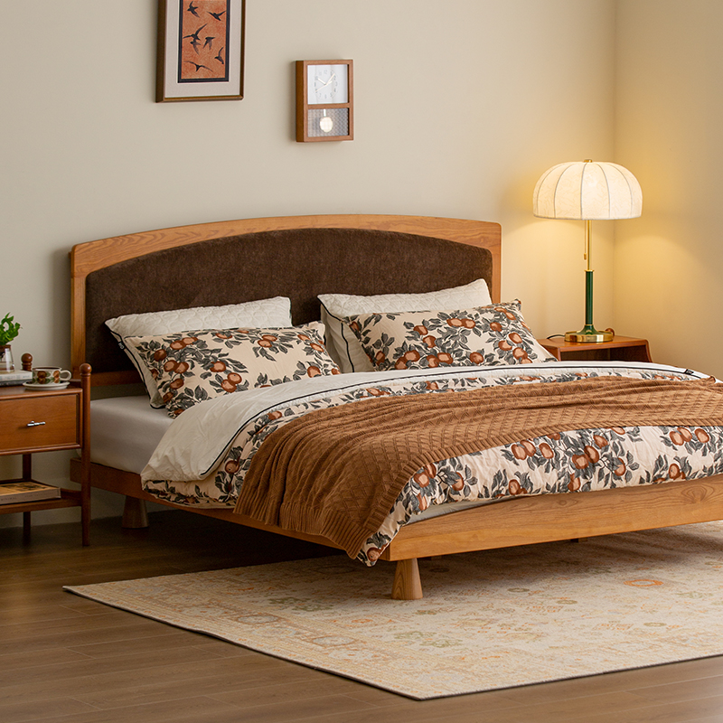 格格床-法式复古风软包床布艺床主卧现代简约家用实木床