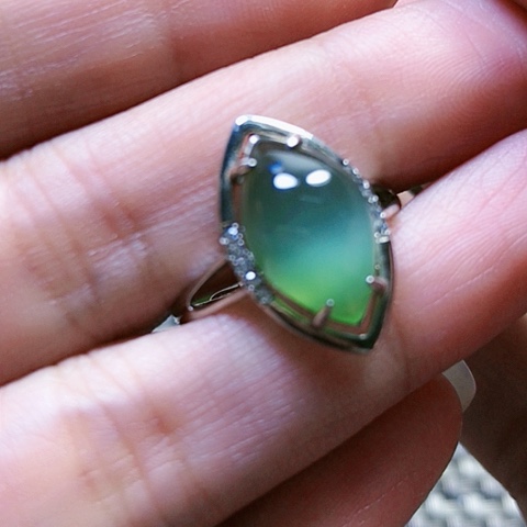 和田玉戒指银S925镶嵌