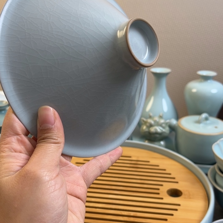 日***峰茶宠月白斗笠花鸟的羽毛被染绿