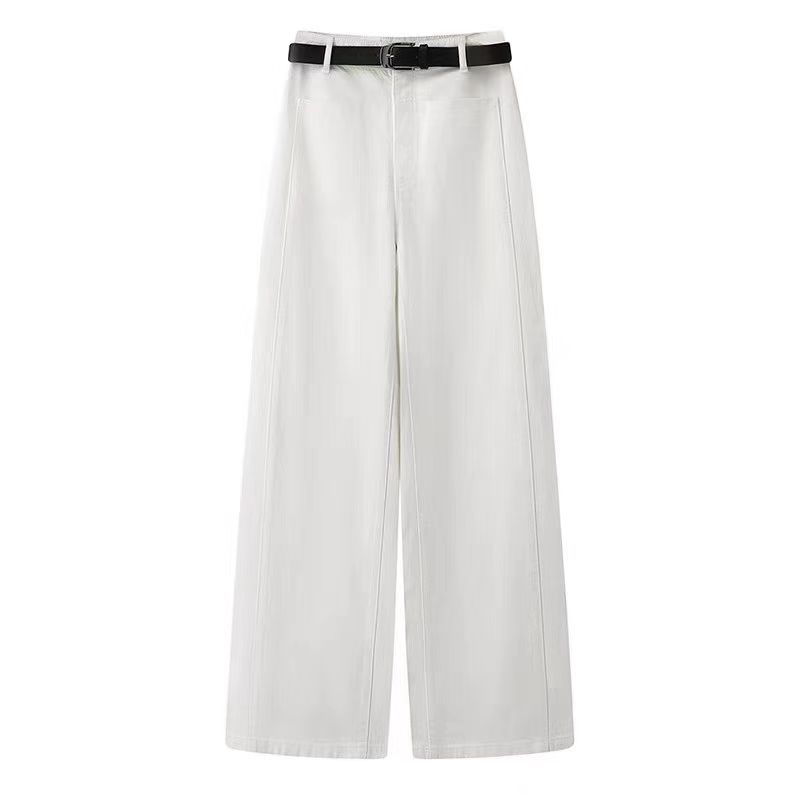 艾家2025新款高腰显瘦拖地裤休闲裤长裤子女白色牛仔裤女3243