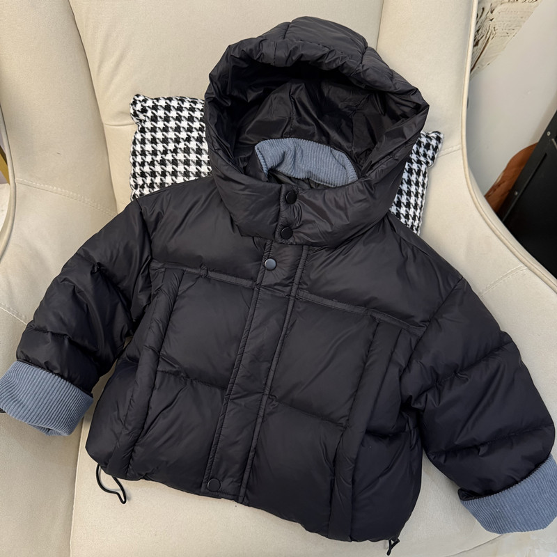 2025新款儿童羽绒服男女童冬季韩版保暖加厚纯色连帽休闲宝宝外套