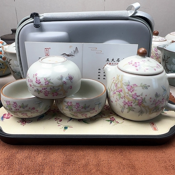 优一堂黄紫藤龙蛋壶一壶三杯带茶盘带包