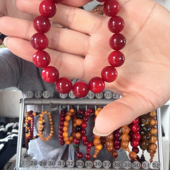 松木固化款琥珀木手串1.3樱桃红女款