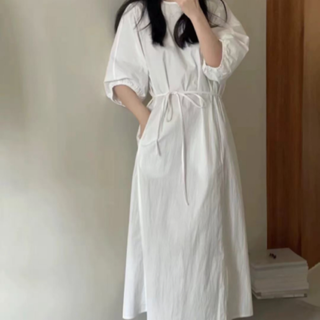 韩国拆包温柔减龄绑带设计夏季连衣裙休闲度假风