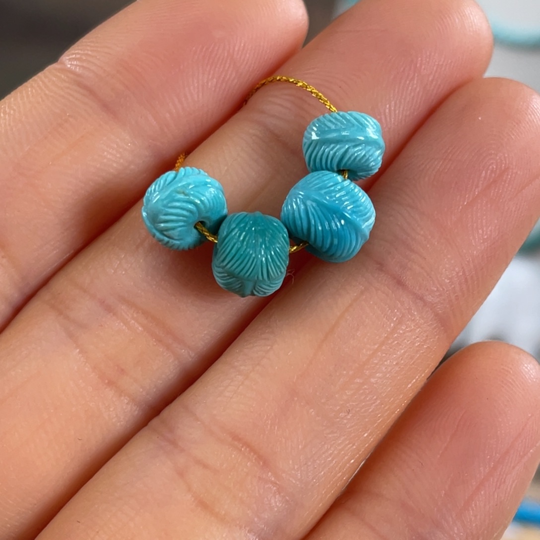 绿松石未镶嵌套链高瓷玉化羽毛配珠