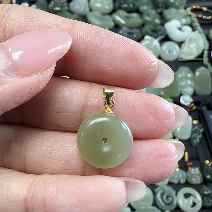 和田玉吊坠(不含链)银S925镶嵌