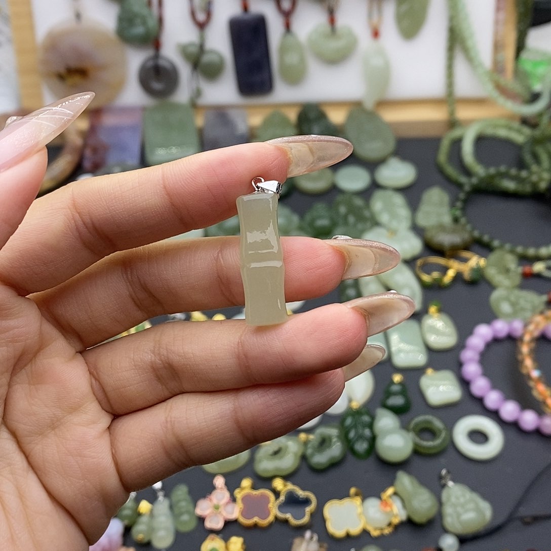 和田玉吊坠(不含链)银S925镶嵌