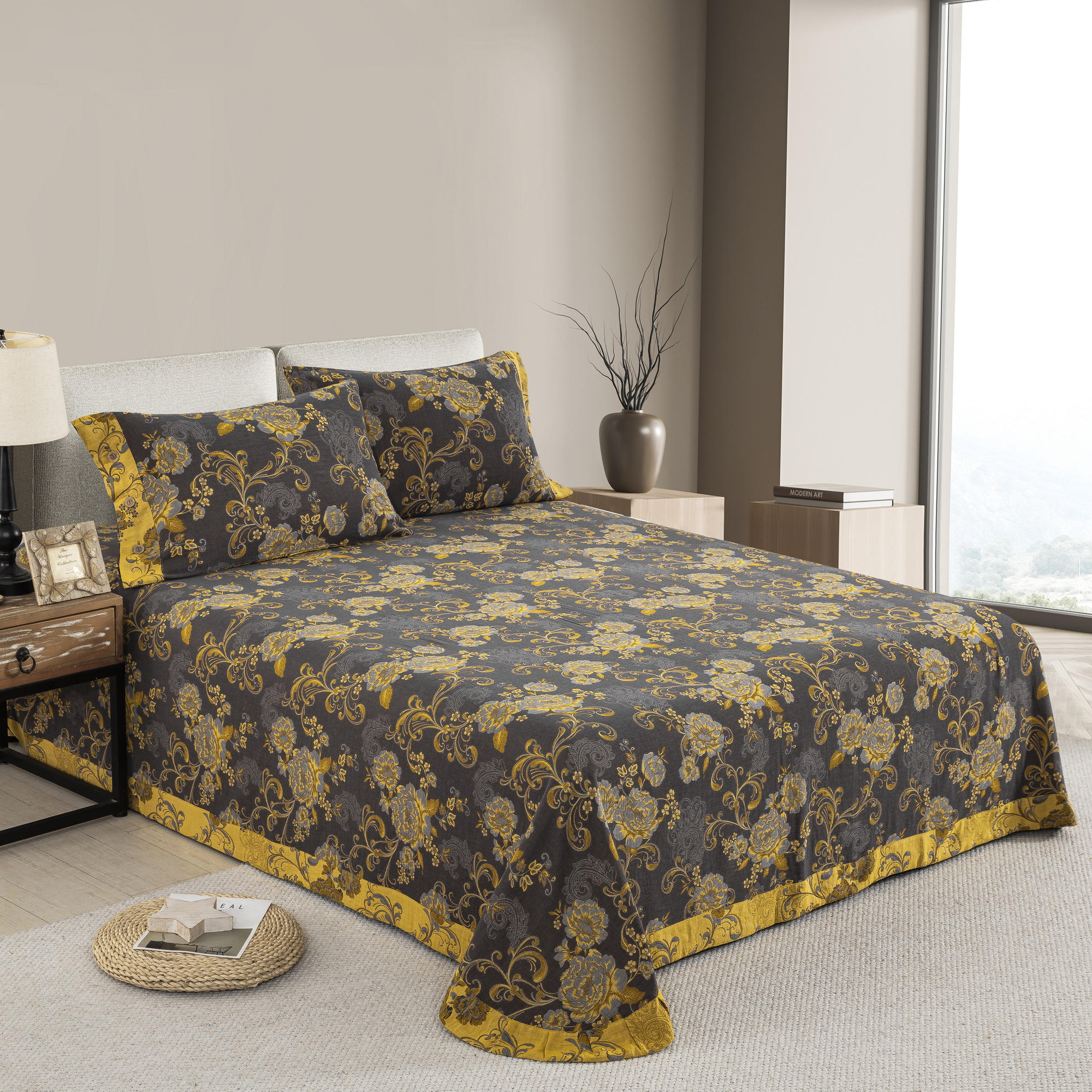 【 床单三件套】全棉纯棉色织A类母婴级床单透气温暖春秋家纺双层纱