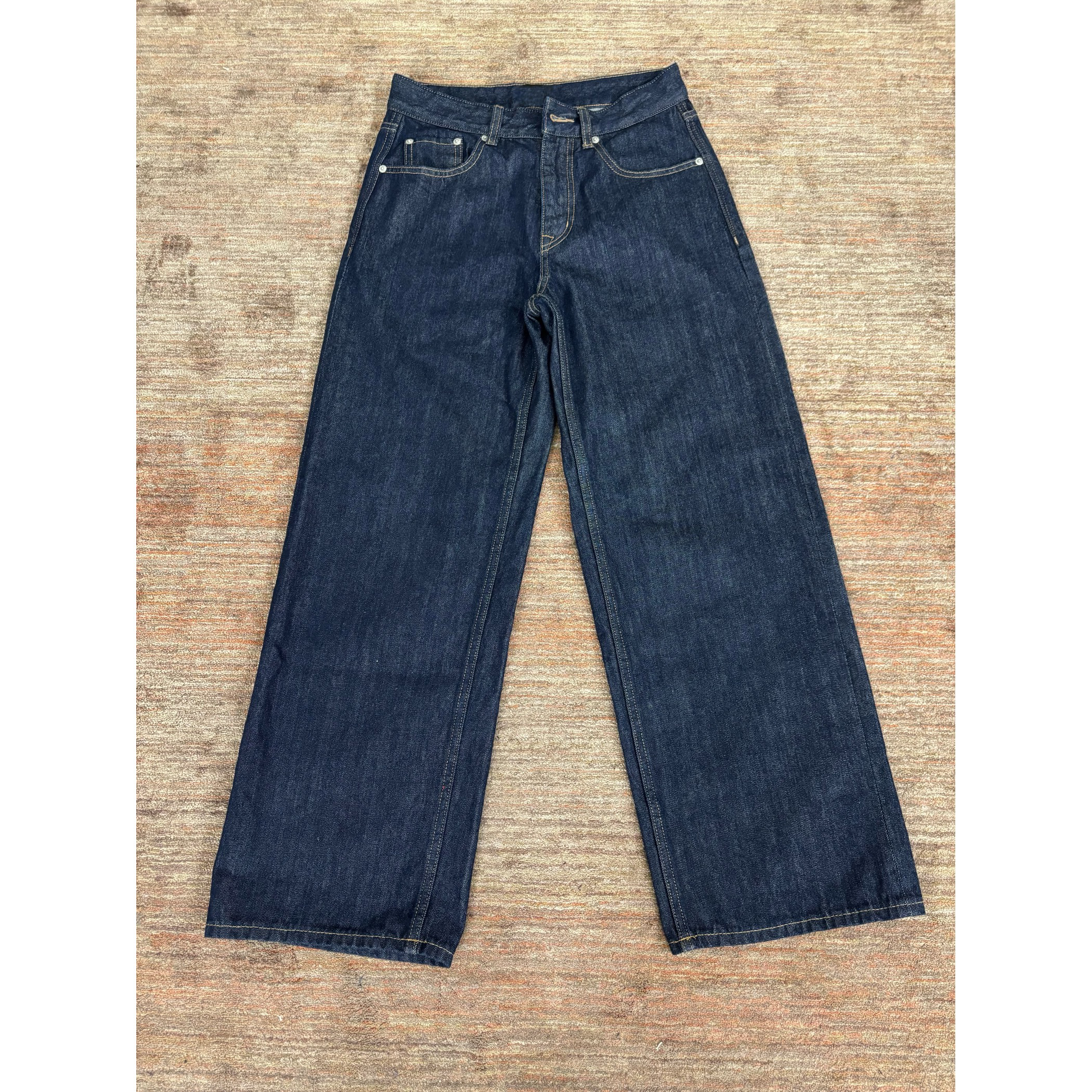 Uninhabitable原创自制！赤耳包边原牛色牛仔裤直筒牛仔裤阔腿裤