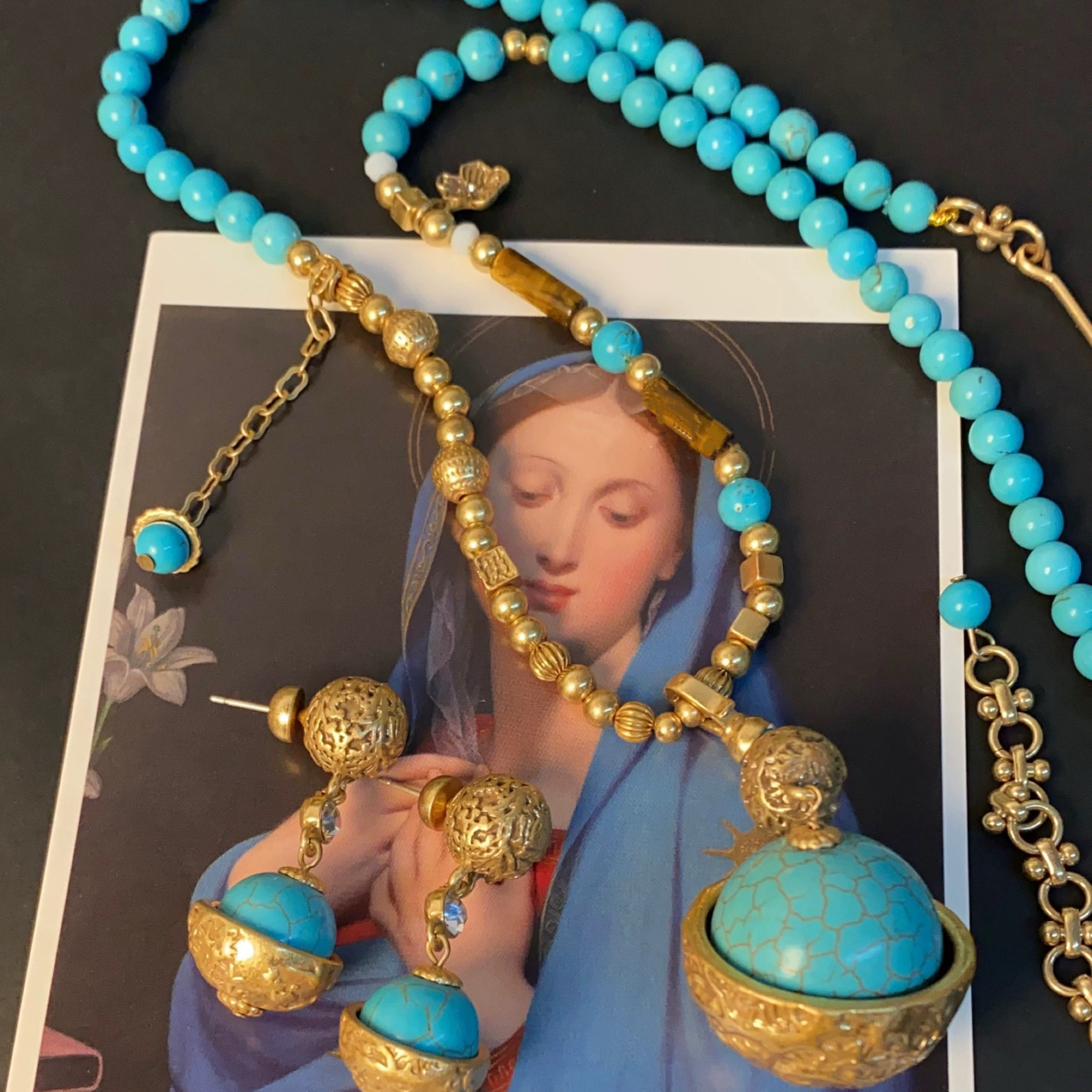 铜合金锆石项链 「颂岚博物馆」古董风复古耳钉项链做旧中古vintage