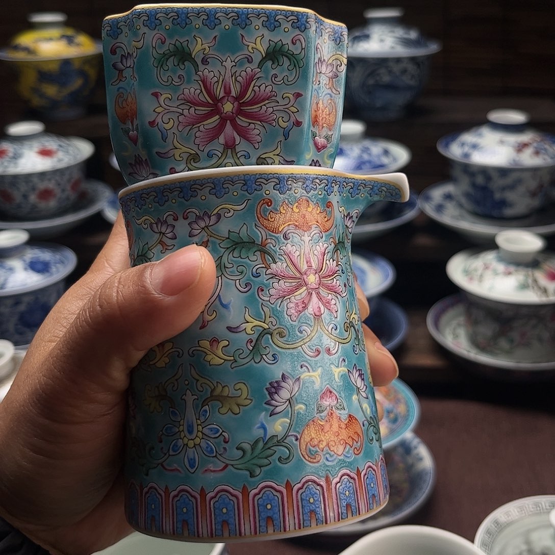 灵***儿陶摆件景德镇陶瓷公道杯四方杯