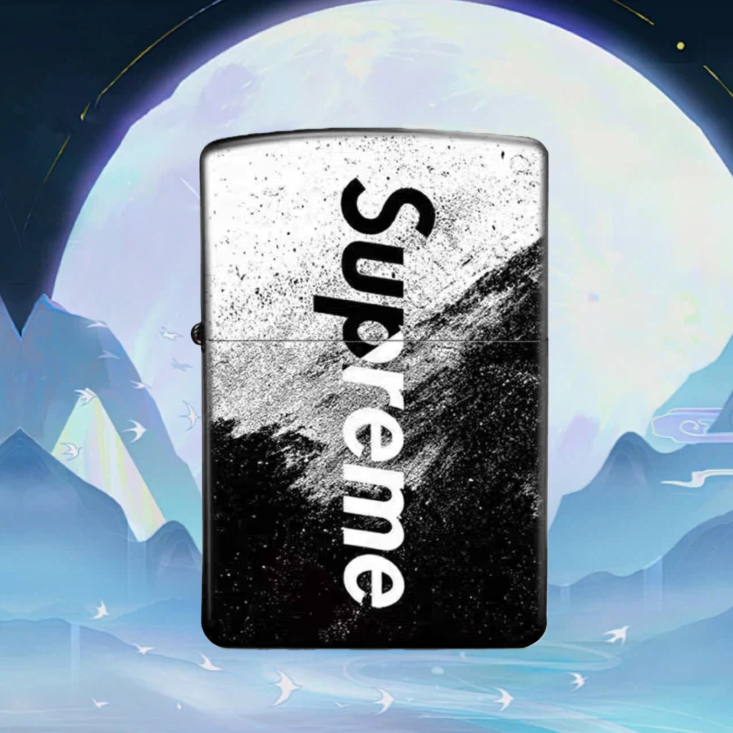 彩绘黑白英文防风油打火机送男士无油