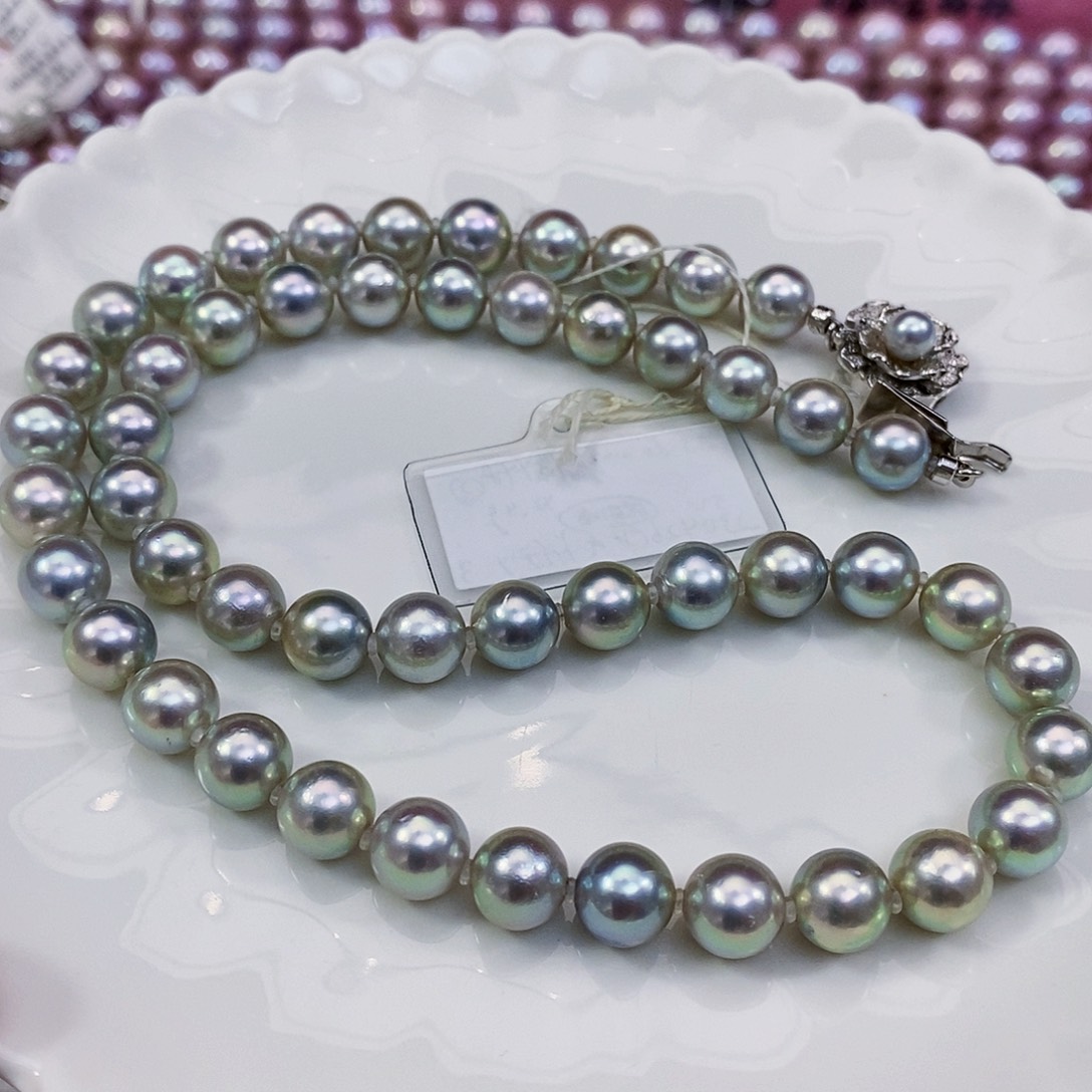 海水珍珠特价日本成品7.5mm真多麻项链未镶嵌