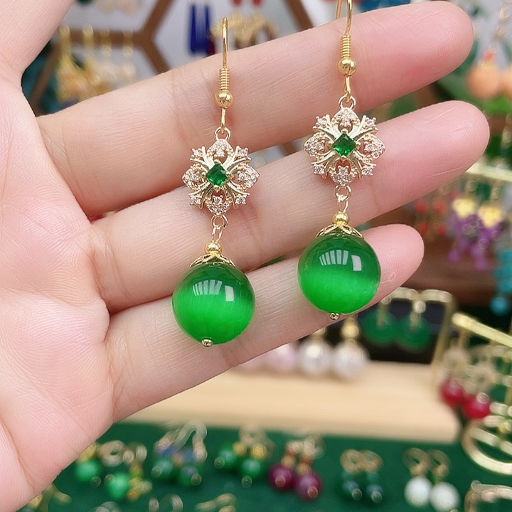 合金石英岩玉耳饰