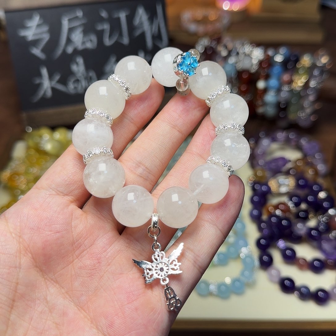 水晶手链合金ˋ***白幽灵天然水晶手串