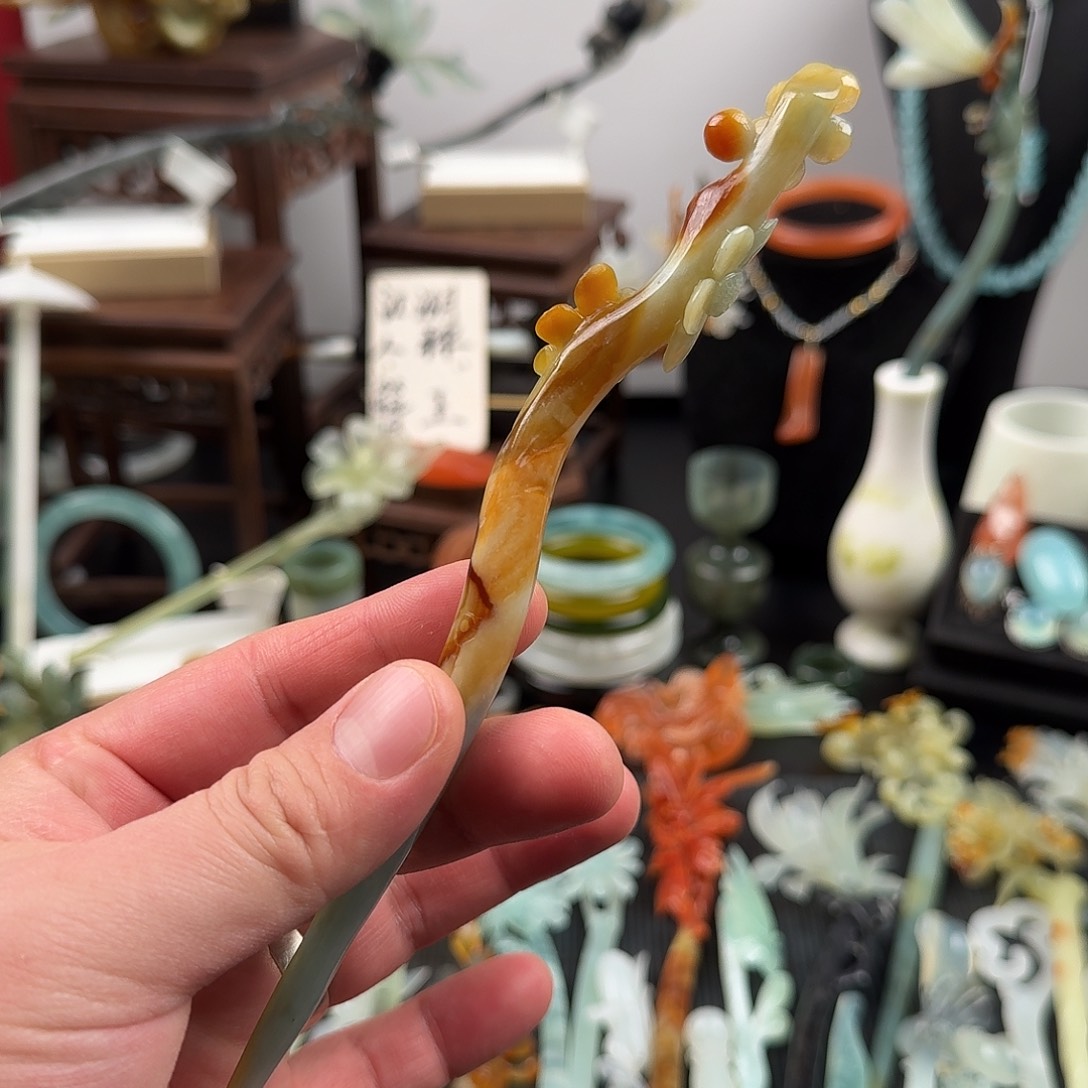 蛇纹石玉未镶嵌发饰