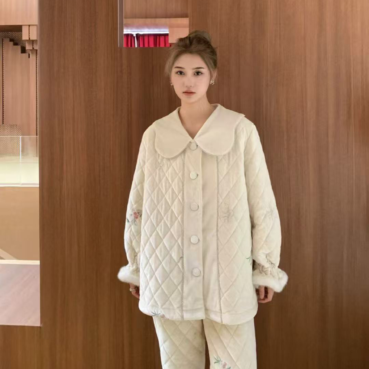 原艾慕优品牌冬季加厚夹棉可外穿高贵优雅保暖家居服