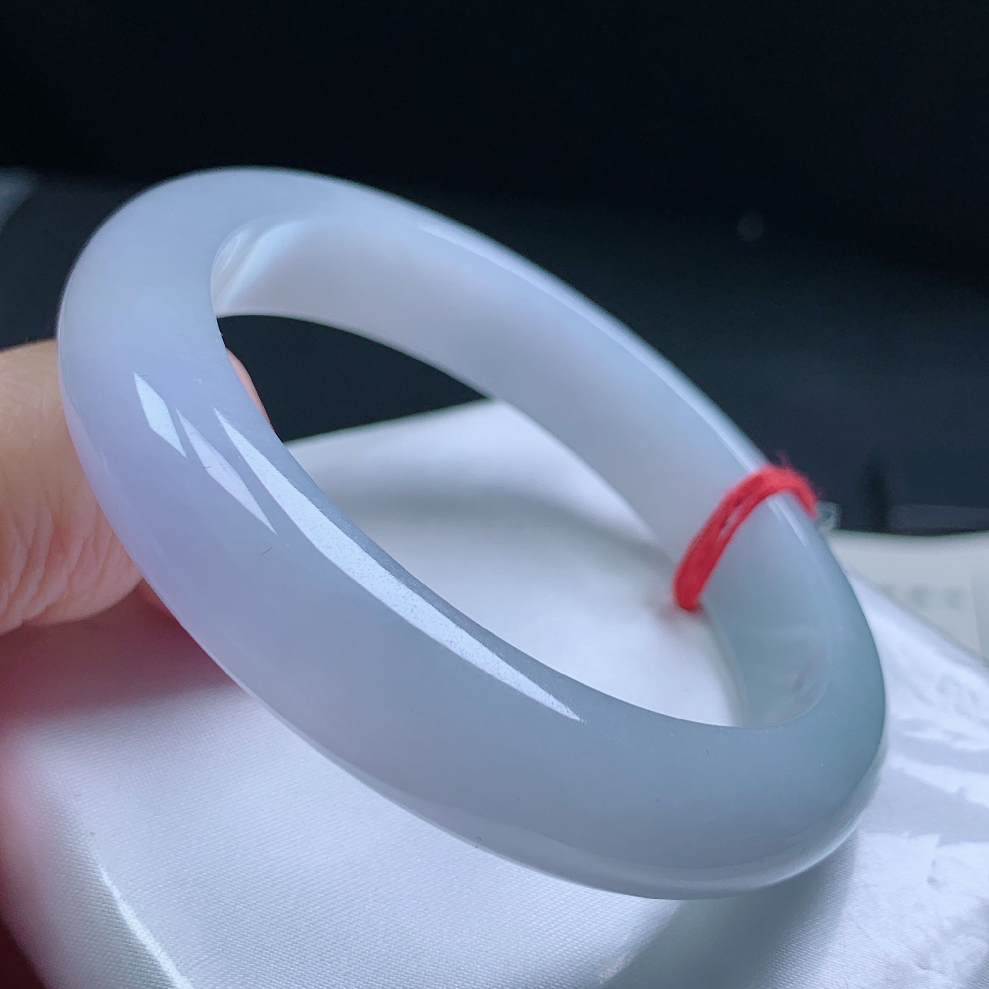 57圈天然翡翠A货老坑种冰紫色正圈手镯206女款时尚冰透平安镯