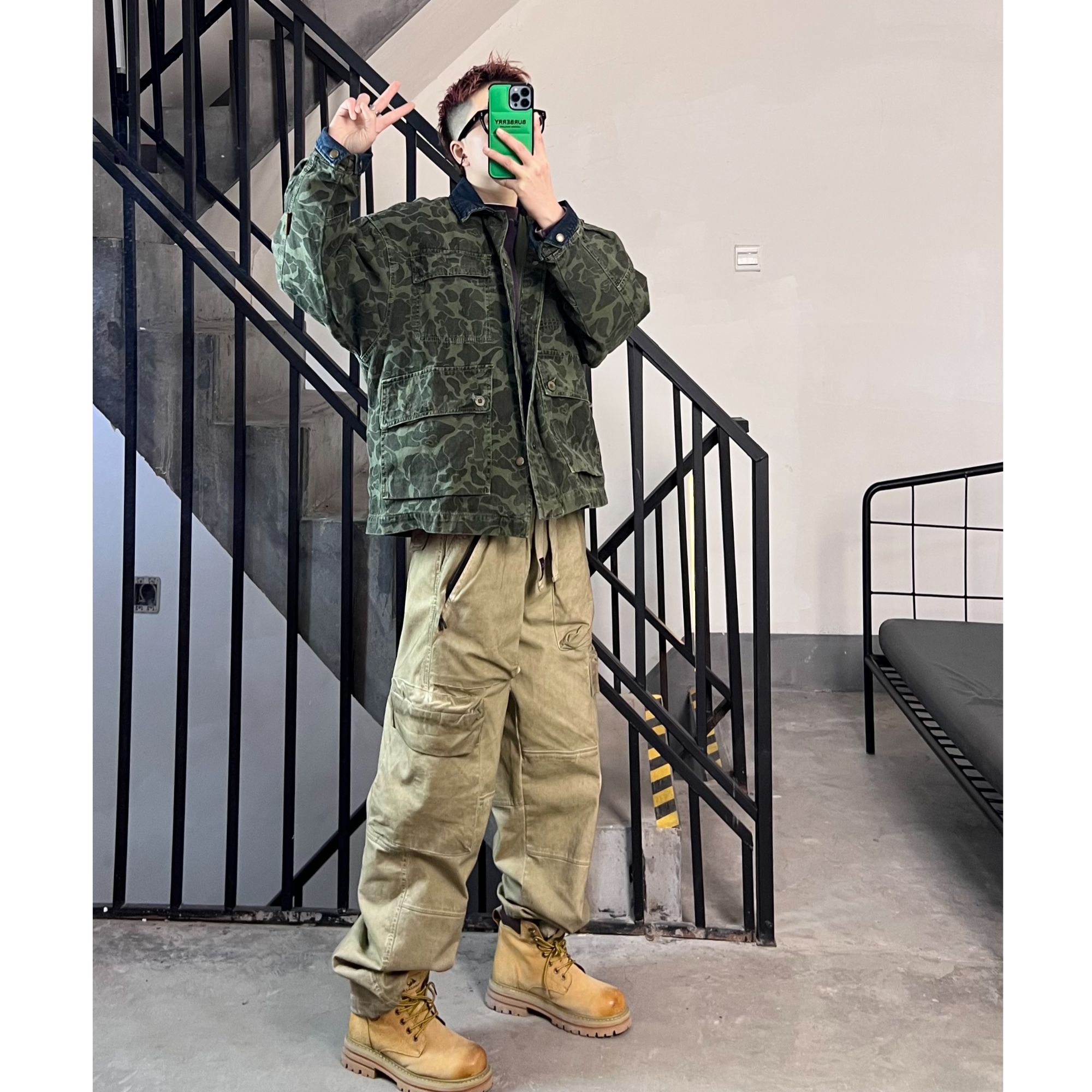 UY脏脏裤【废土风工装裤】小众设计师潮牌手工扎染水磨直筒裤男女款