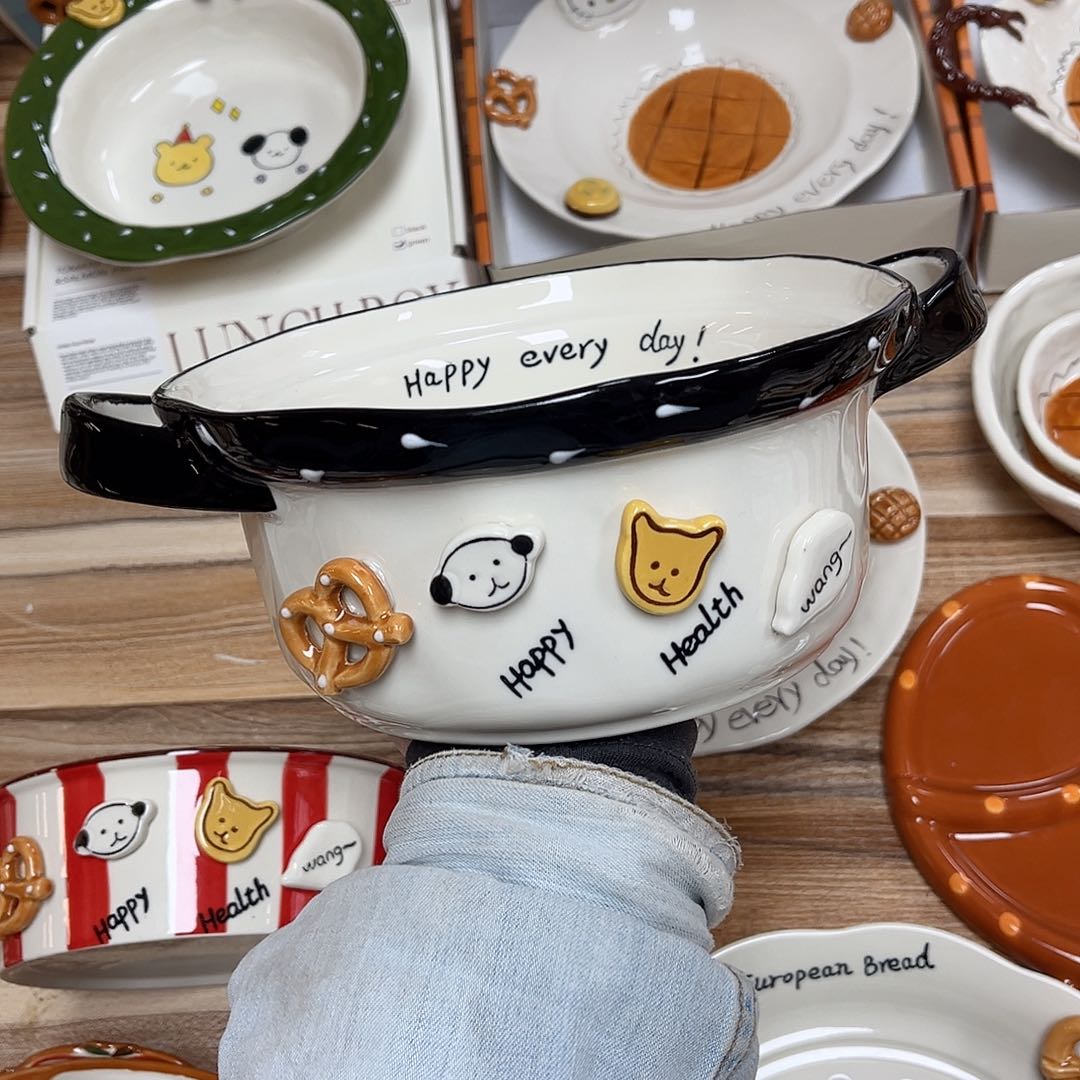 陶瓷8寸双耳大盆陶瓷餐具系列